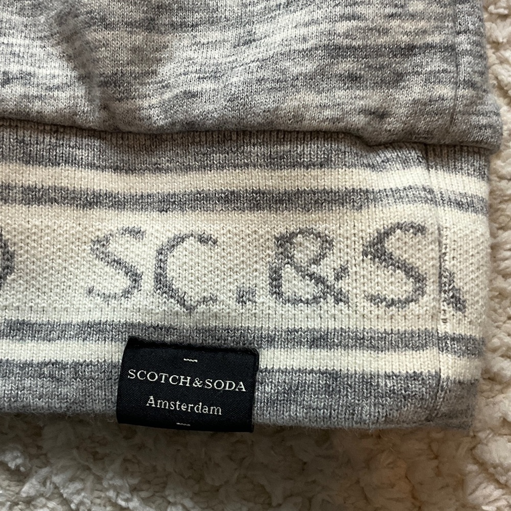 Scotch & Soda Light Heather Gray Pullover Hoodie with Patterned Lining Men’s L - Picture 2 of 16